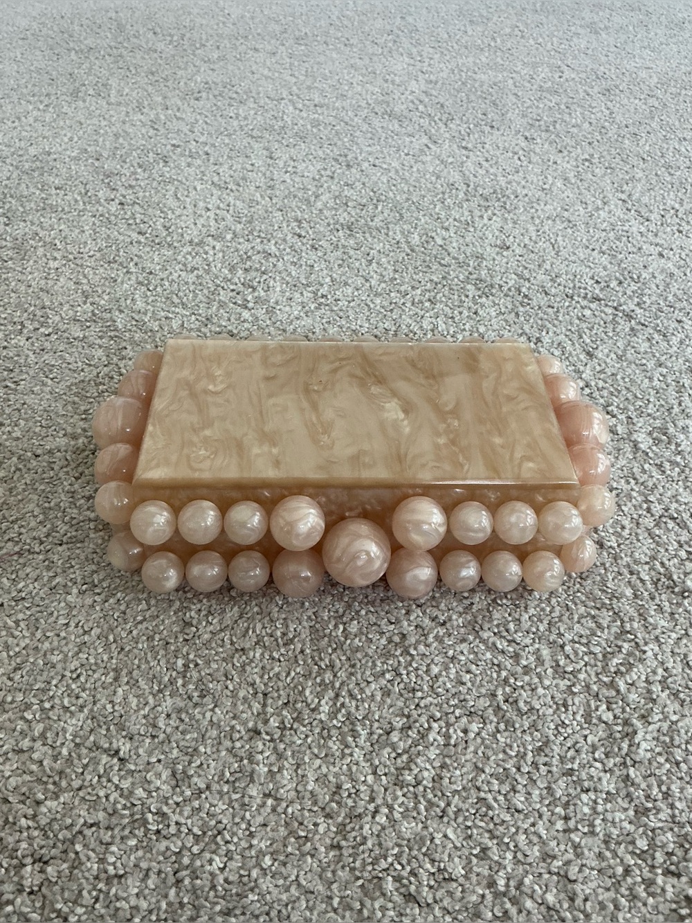 Beige Pearl-Accented Acrylic Clutch